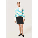 Soaked Ravalina Striped Pullover White And Sea Green