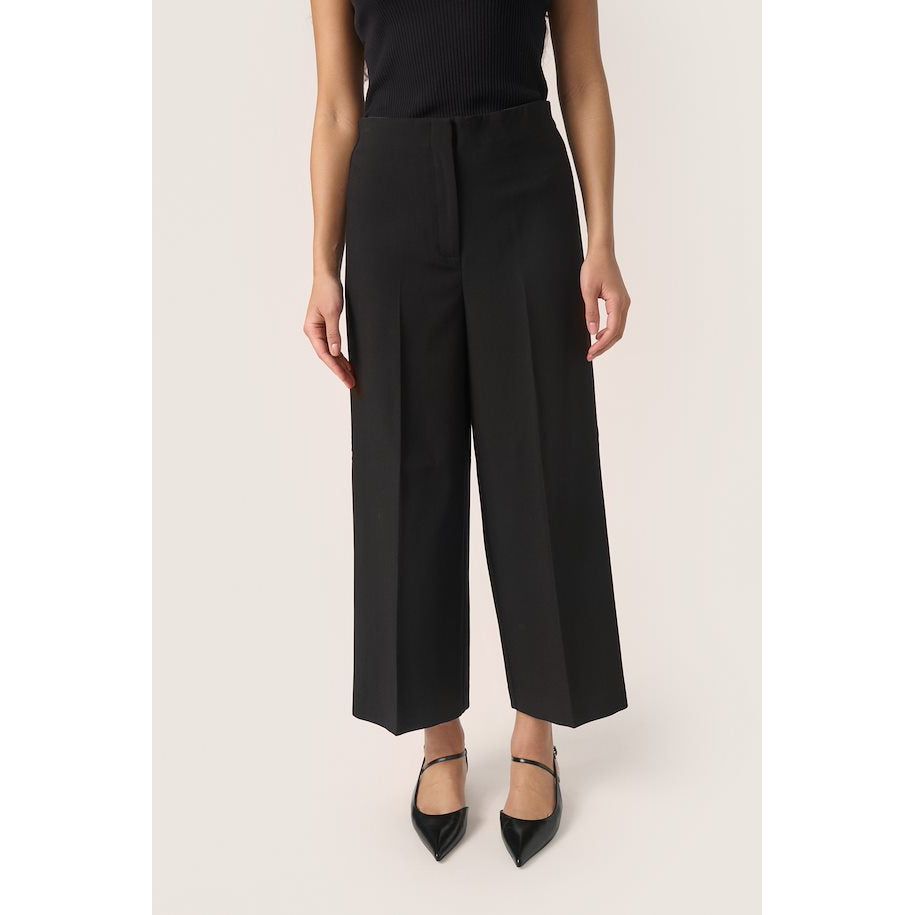 Soaked In Luxury Corinne Wide Cropped Pants Black