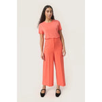 Soaked In Luxury Corinne Wide Cropped Pants Hot Coral