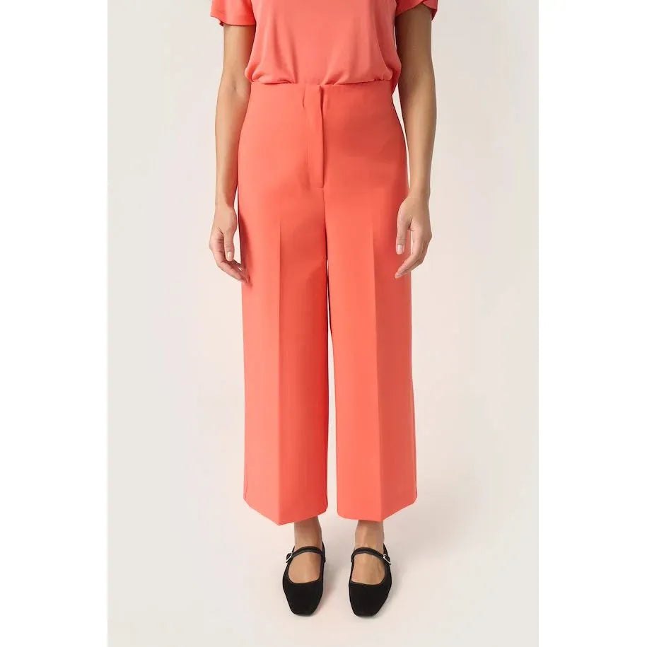 Soaked In Luxury Corinne Wide Cropped Pants Hot Coral