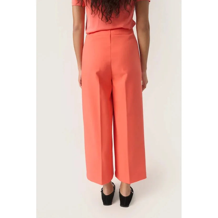 Soaked In Luxury Corinne Wide Cropped Pants Hot Coral