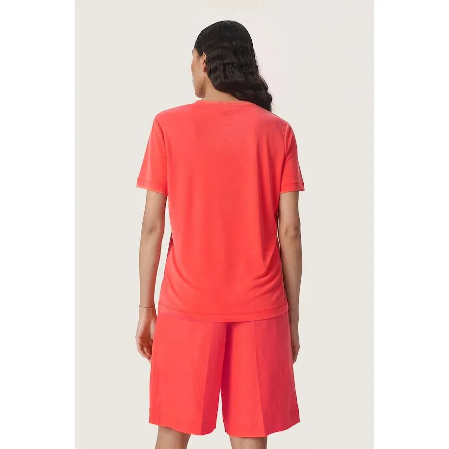 Soaked In Luxury Columbine Loose Fit Tee Hot Coral