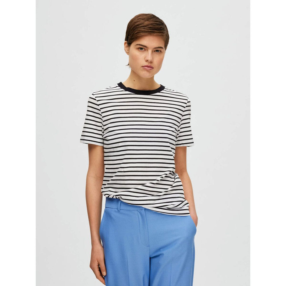 Selected Femme Striped T-Shirt Black/White