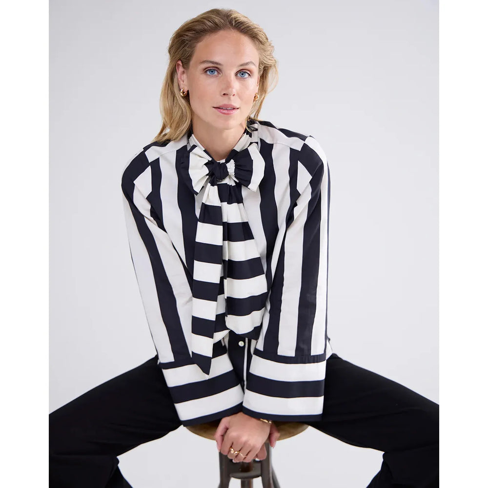 Summum Striped Blouse With Bow