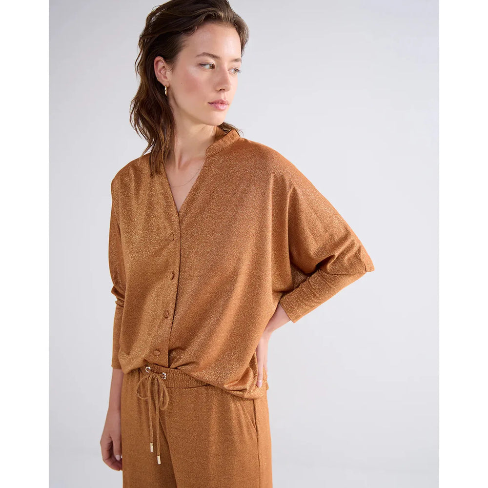 Summum Fine Lurex Jersey Caramel Coffee