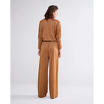 Summum Fine Lurex Trousers Caramel Coffee