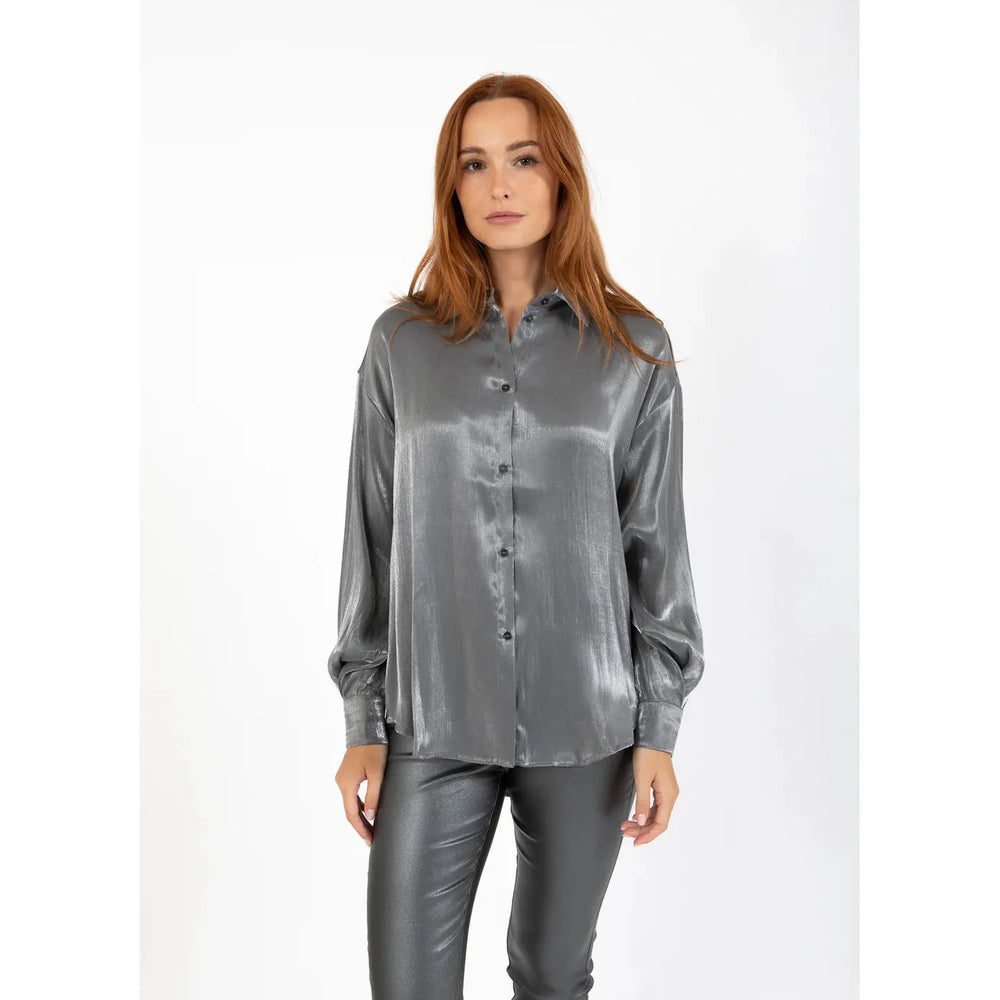 Coster Copenhagen Jolie Metallic Shirt Dark Silver