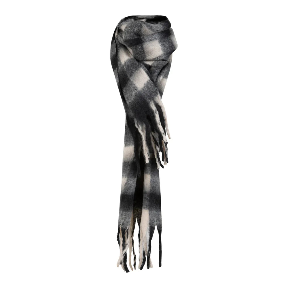 Coster Copenhagen Wide Checked Scarf Black/Off White