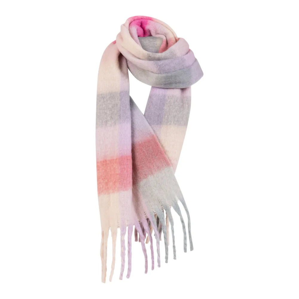 Coster Copenhagen Wide Checked Scarf Rose/Pink Mix