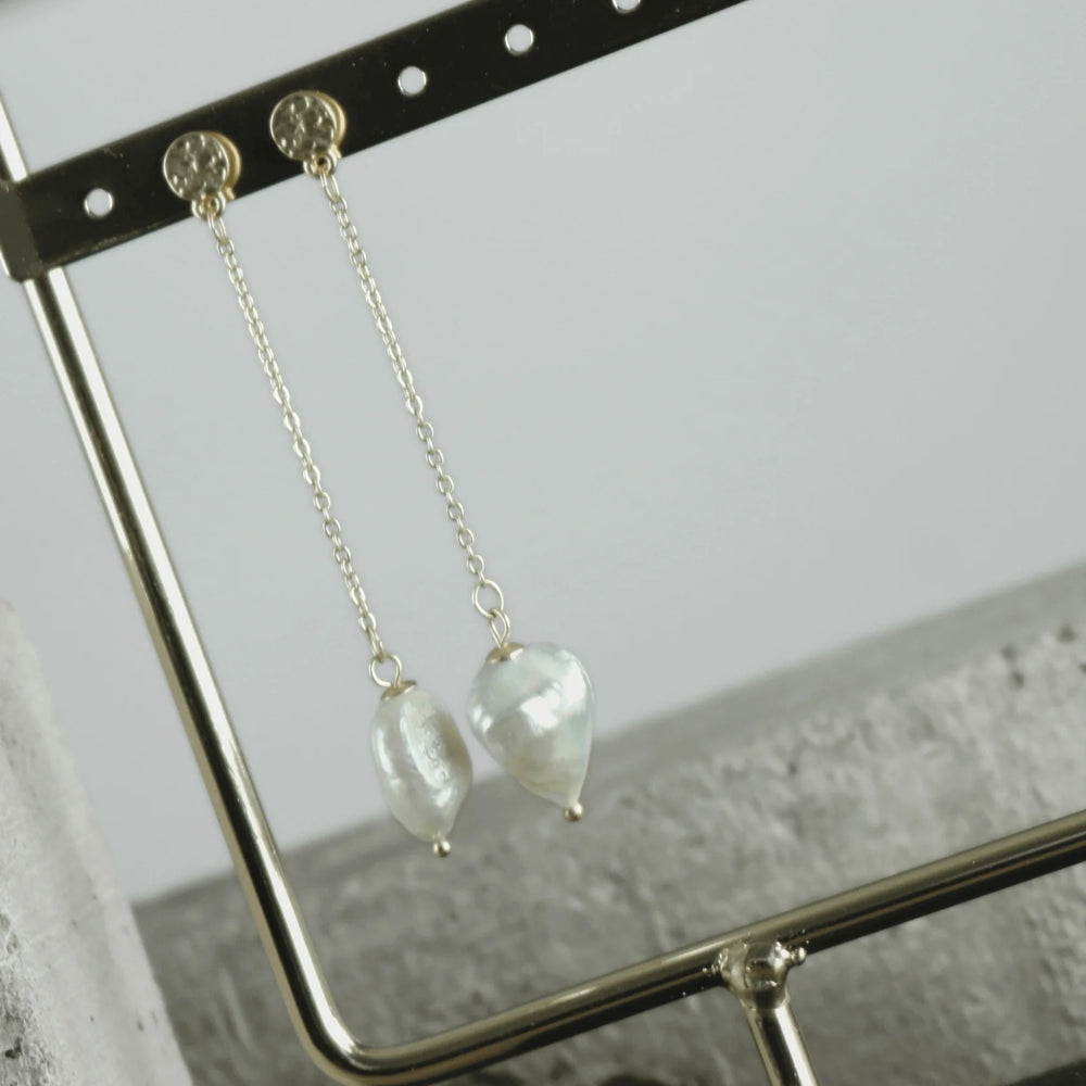 Dansk Audrey Chain Pearl Earrings