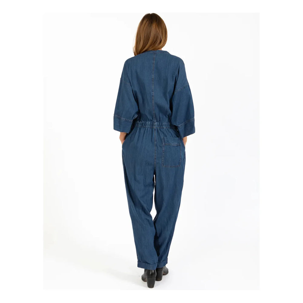 Coster Copenhagen Pantsuit With Belt Blue Denim