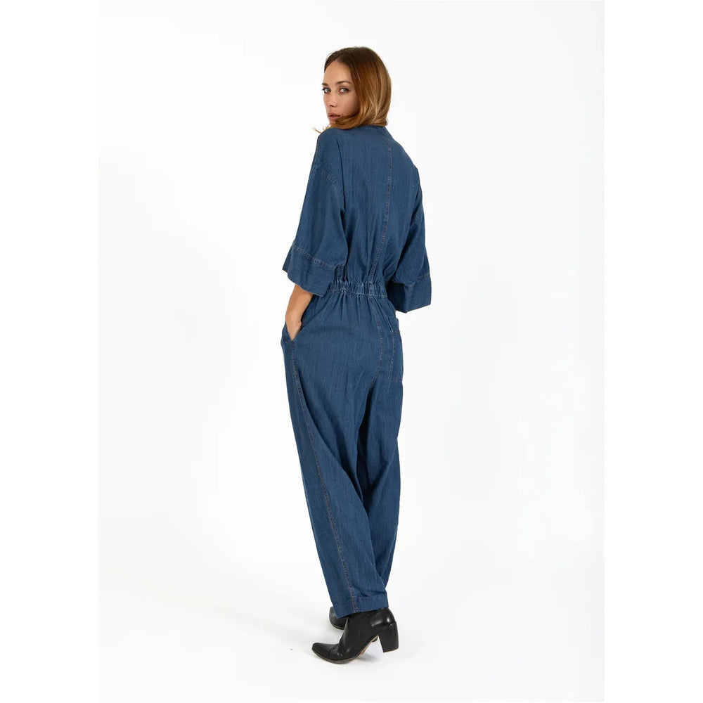 Coster Copenhagen Pantsuit With Belt Blue Denim