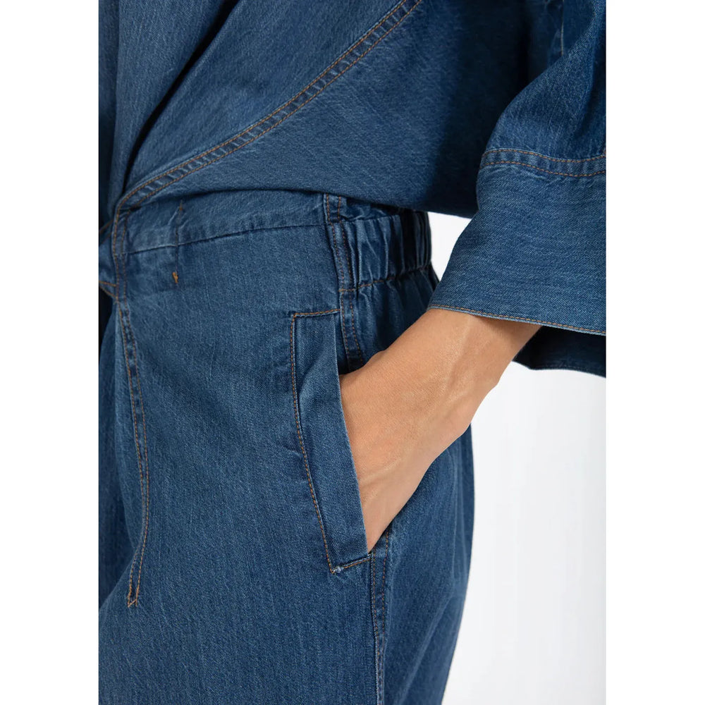 Coster Copenhagen Pantsuit With Belt Blue Denim