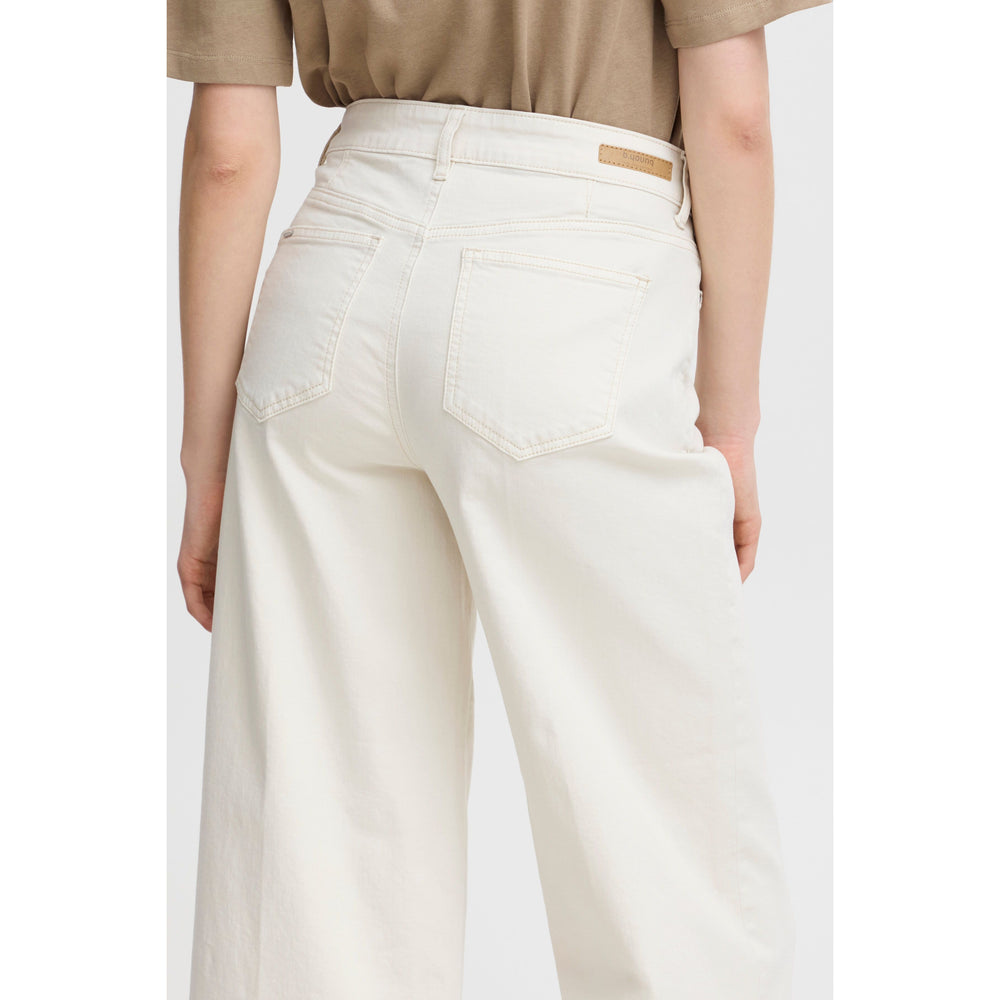 B. Young Cream Cropped Wide Legged Jeans