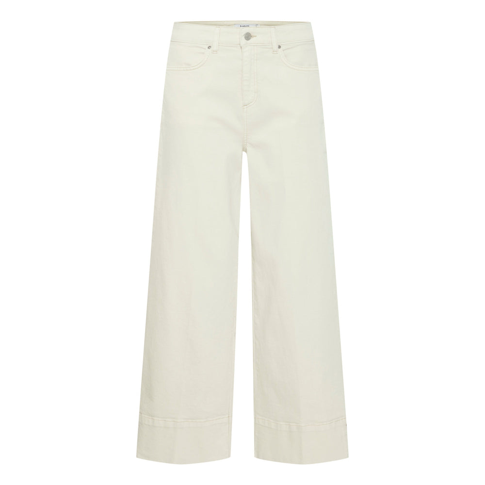 B. Young Cream Cropped Wide Legged Jeans