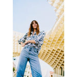 B. Young Blue And White Flower Blouse