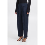 Ichi Cotton Navy Casual Trouser