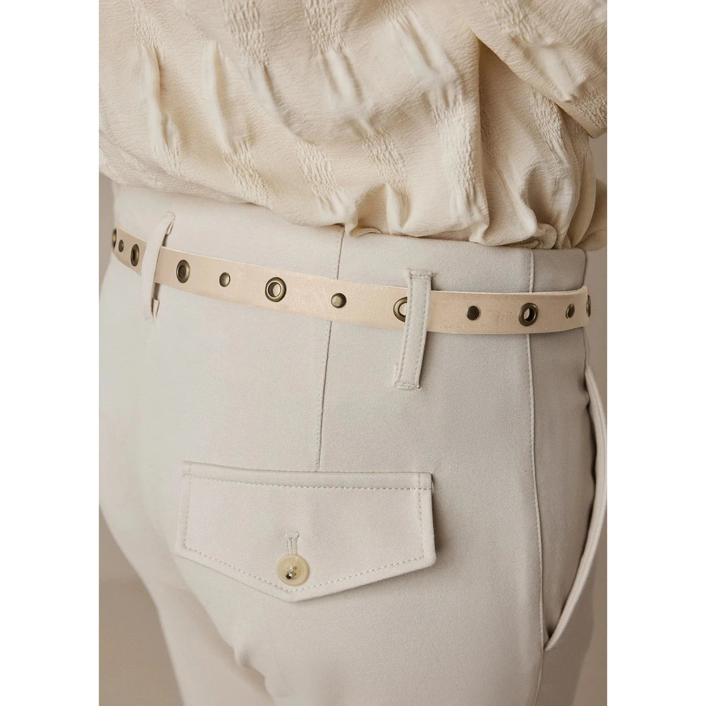 Summum Leather Belt With Eyelets and Studs Ivory