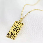 Gold The World Tarot Card Necklace