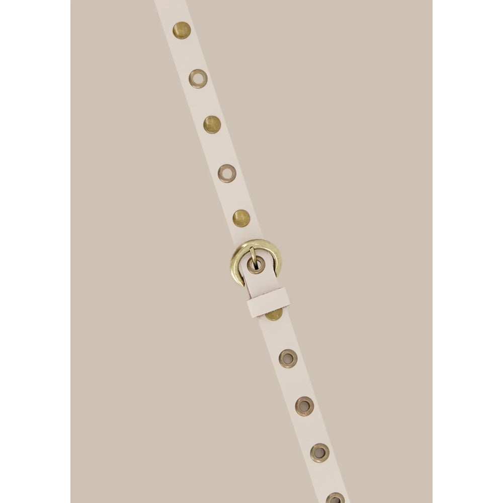 Summum Leather Belt With Eyelets and Studs Ivory