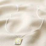 Enamel Sun Tarot Card Necklace Silver