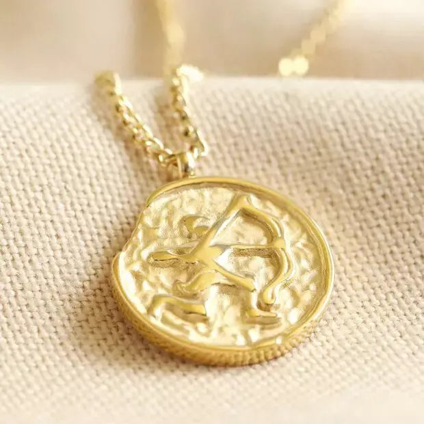 Sagittarius Gold Stainless Steel Zodiac Pendant